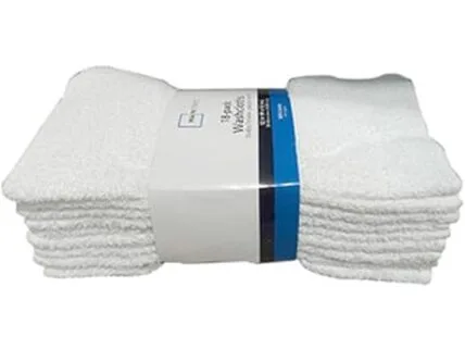 Washcloth White Cotton Pack - 18 Count